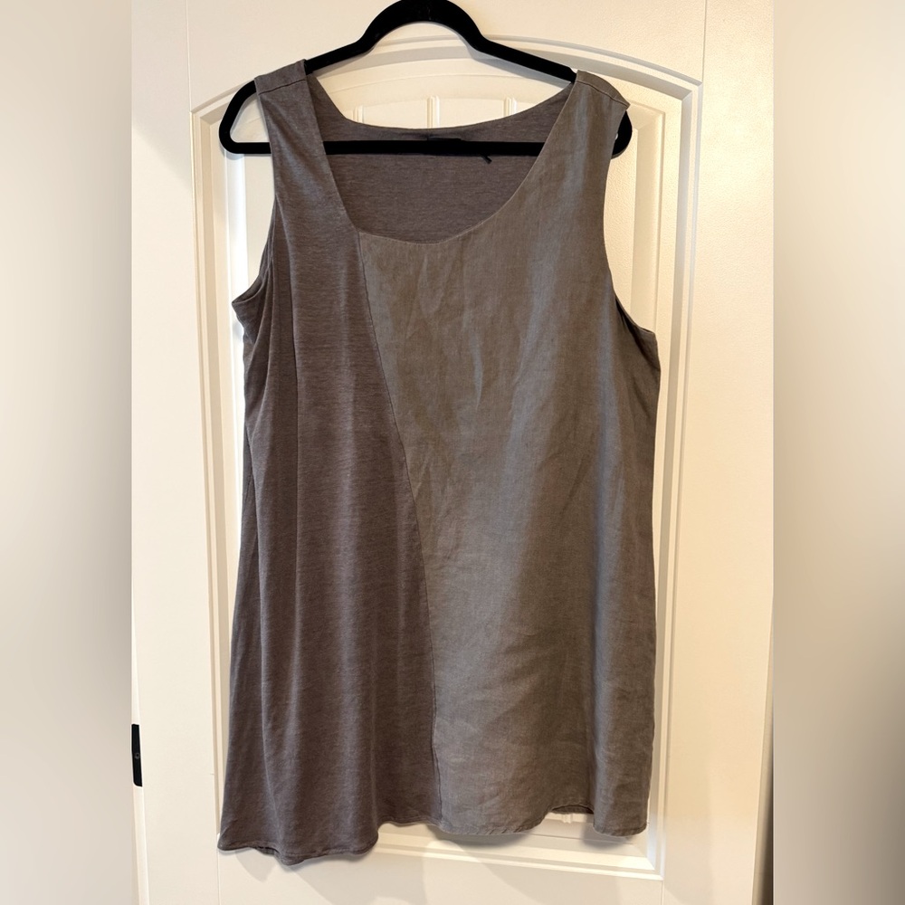 Stella Carakasi Linen/Nylon Asymmetric
Mixed Media Tunic Dress Size Large